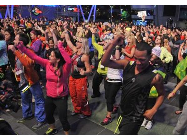 Arena filled with Zumba fitness class
