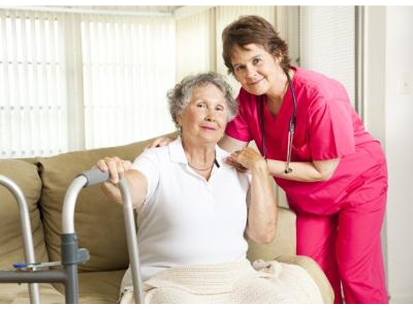 An in-home nurse with her patient.