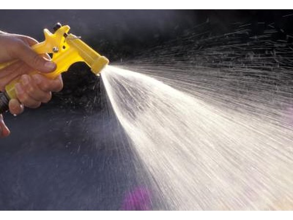 rinse exterior bricks with a garden hose