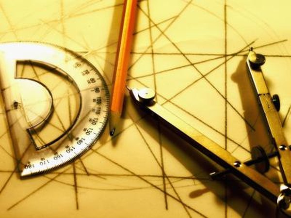 Protractors and compasses help a drafter measure and draw precise angles and curves.