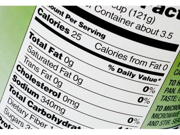 Nutritional value label