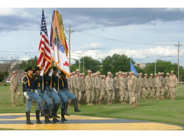Honor guard and troops at Fort Hood