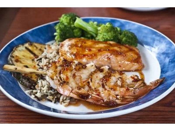 salmon with rice and brocolli
