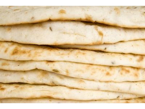 Pita bread stacked.