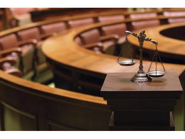 Scales of justice in court house