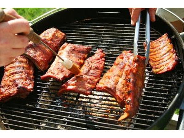 Pork ribs being barbequed