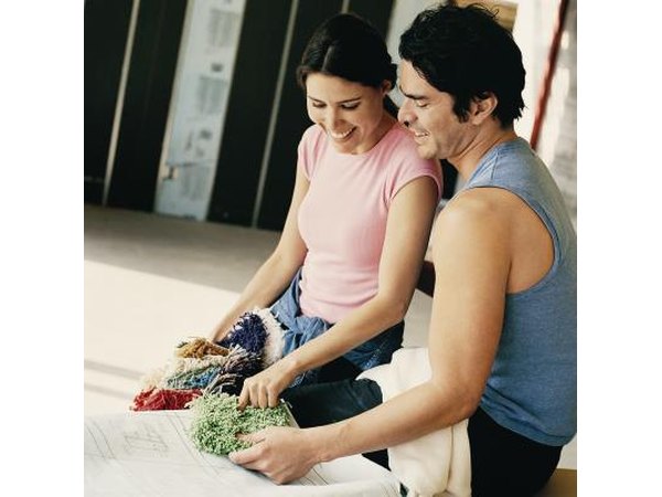 Couple looking at carpet