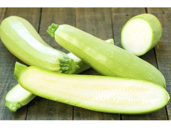 Summer squash on a wooden table.