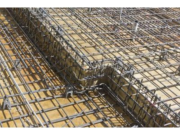 Rebar and wood make-up flooring at building site