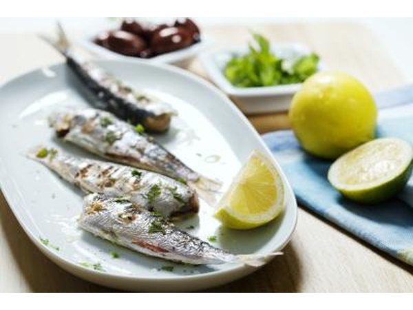 Plate of sardines with lemon