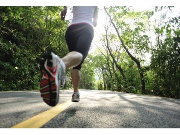 Woman running on road