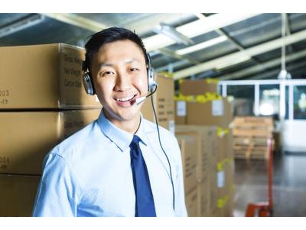 Customer service agent working in shipping warehouse