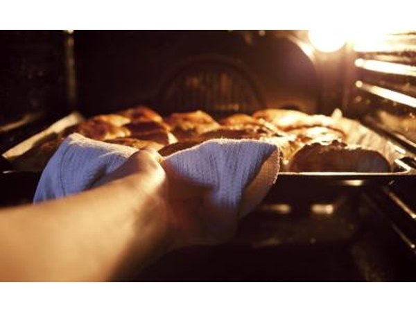 Apple pies are ready to be taken out of the oven