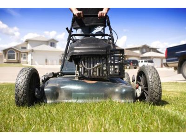 Close-up of the front of a lawn mower