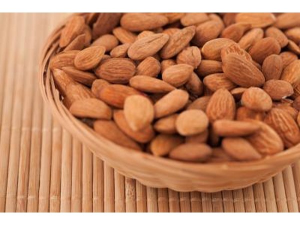 Basket filled with almonds