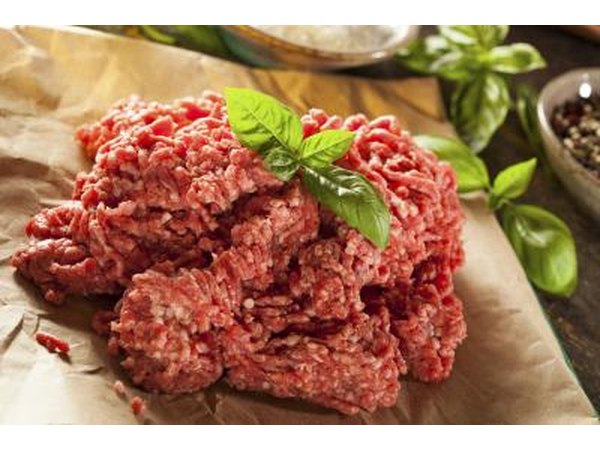 Organic ground pork on butcher paper.