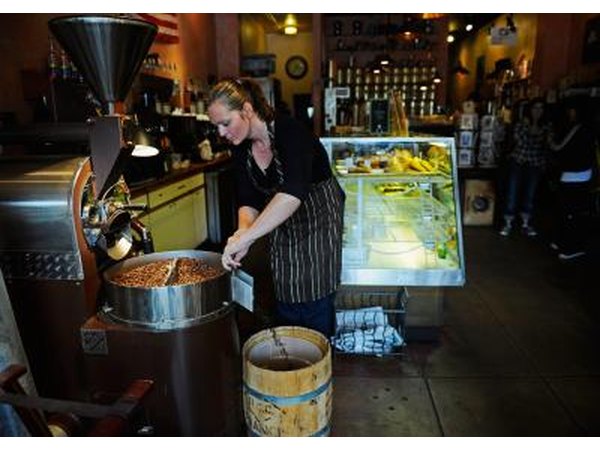 Beans being roasted in coffeehouse in Culver City, CA.