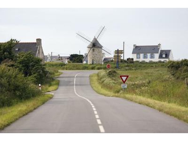 Windmills provide free power for mill equipment.