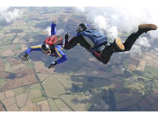 Two skydivers in freefall