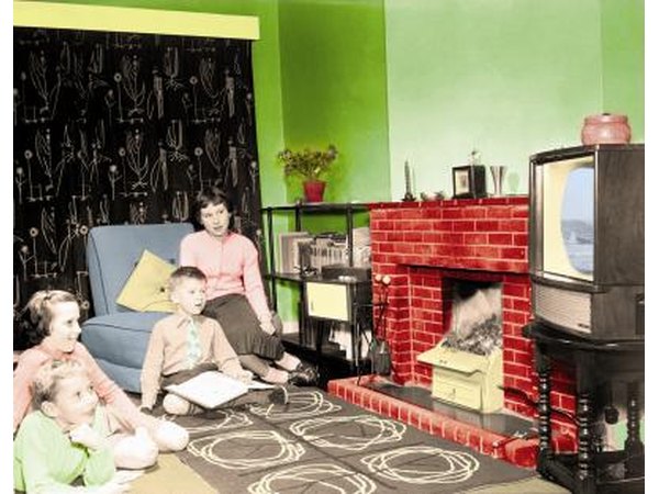 1950's era family watching television