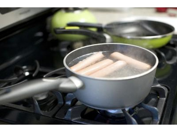Hot dogs in boiling water