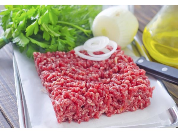 A serving of lean ground beef on a countertop.