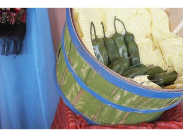 Green chilies in a basket