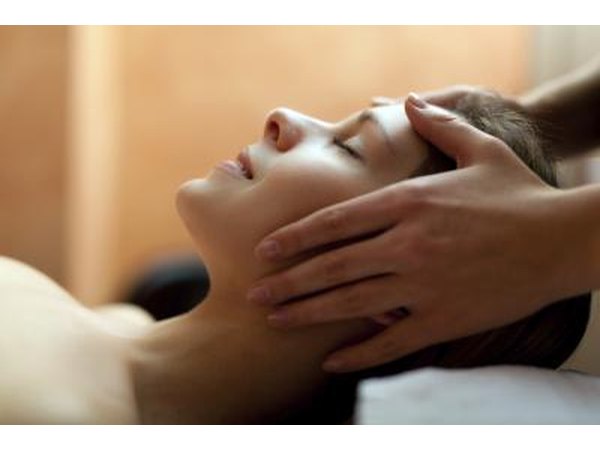 Woman getting massage at spa