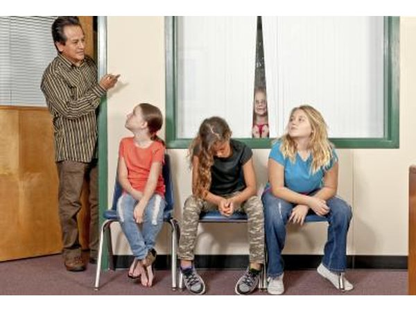 Principal talking to students