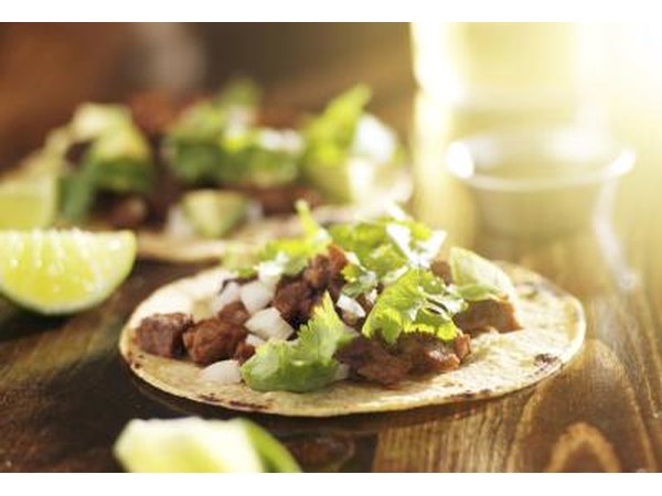 A close-up of steak tacos.