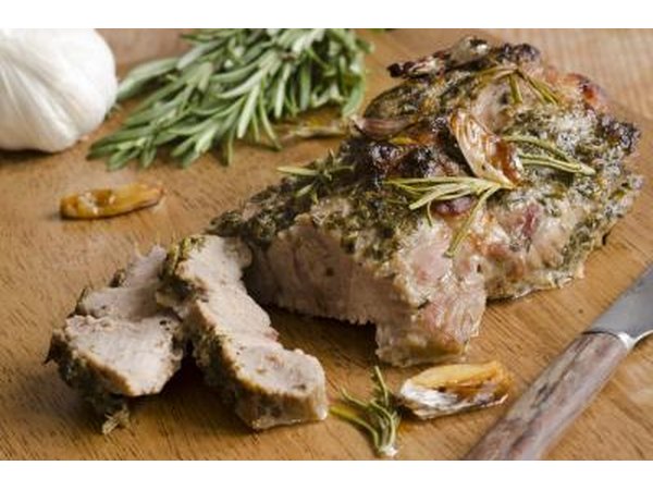 Roast pork shoulder with honey, garlic and rosemary