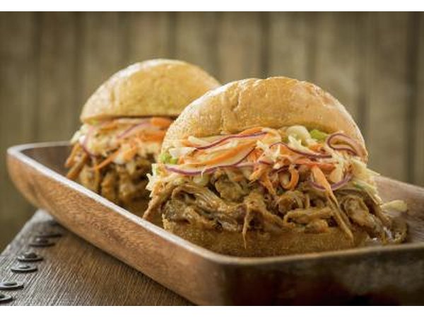 Pulled pork sandwiches with coleslaw.