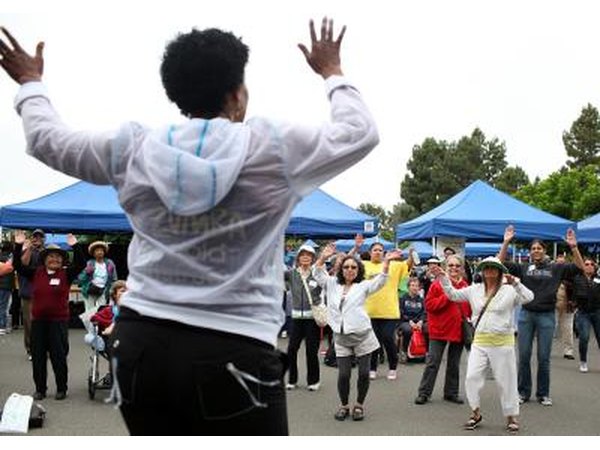 Seniors participate in Zumba class at Healthy Living Festival in Oakland, CA.