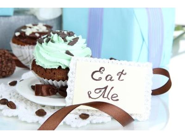 Chocolate wedding cupcakes topped with turquoise icing