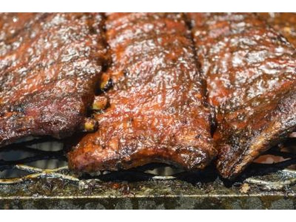 Pork baby back ribs on grill
