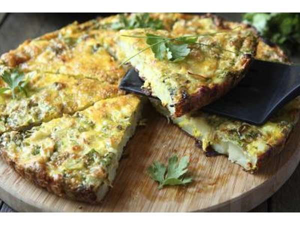 A frittata with fresh greens.
