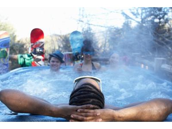 Young people enjoying the hot tub
