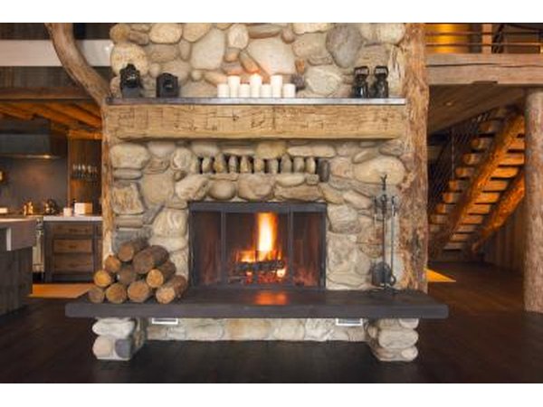 River rock fireplace