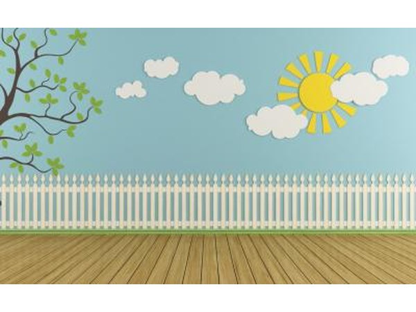 Calm scene painted on kid's bedroom wall.