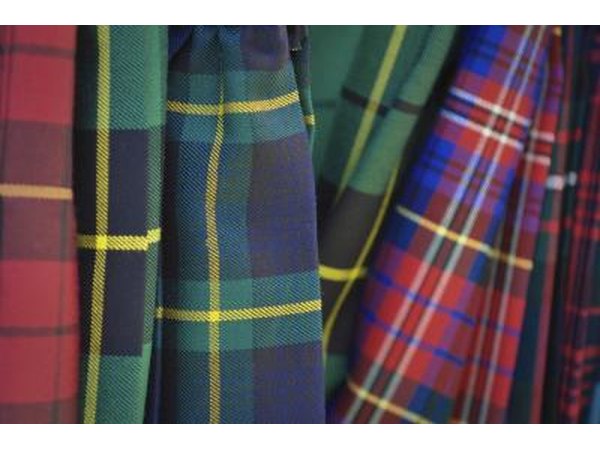 Close up of kilt patterns.