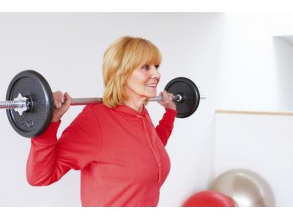 Lifting weights in gym