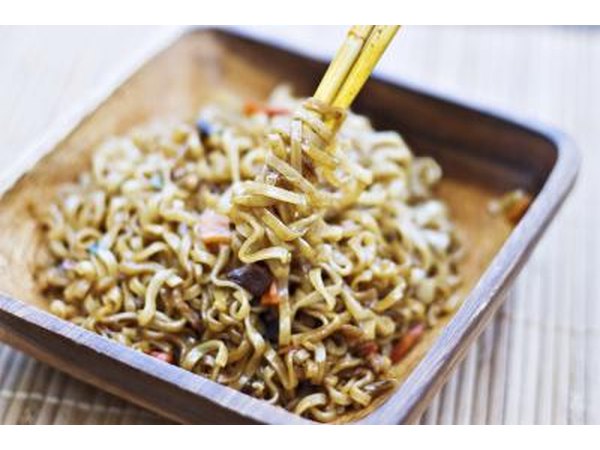 Ramen noodles on plate