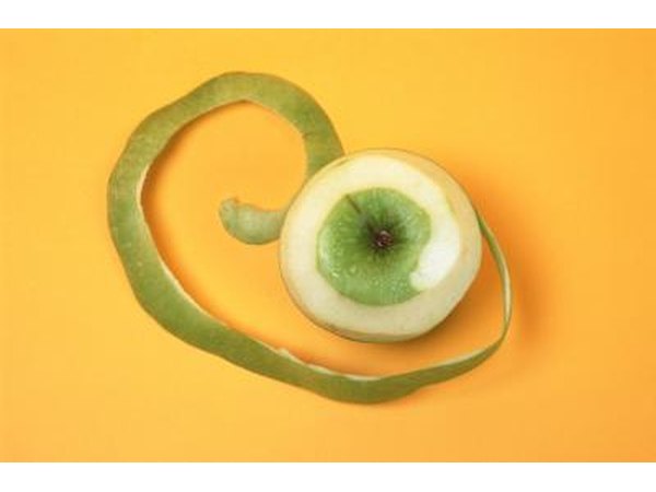 Curl apple peelings into ear shapes.