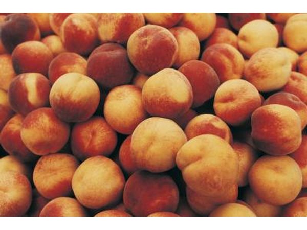 peaches for sale at a market.