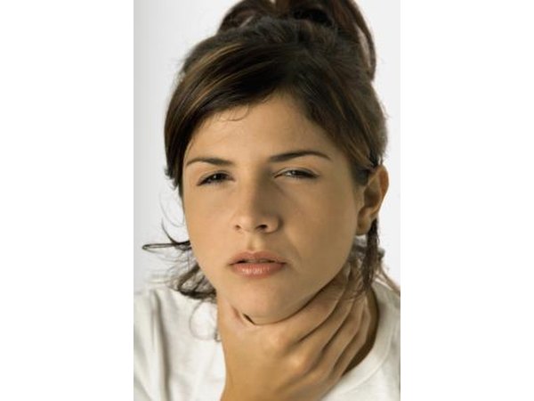 Woman with sore throat