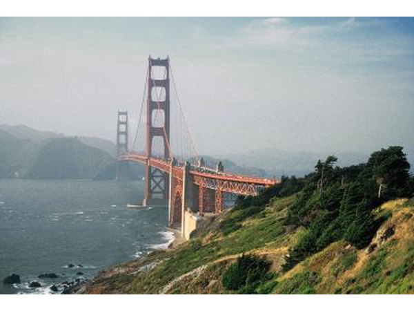 The Golden Gate Bridge in San Francisco on the pacific coast.