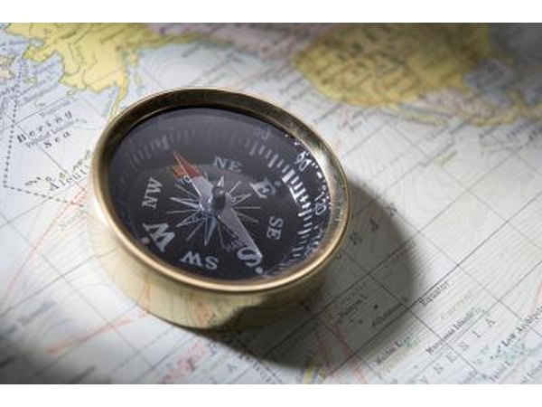 Compass on top of map