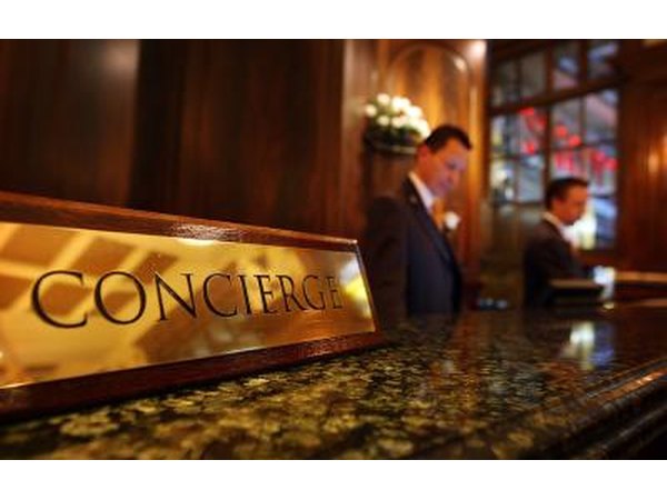 Two concierges man the front desk