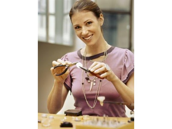 Woman making jewelry