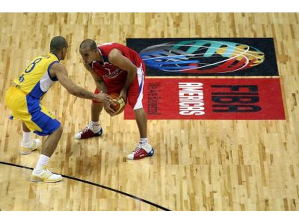 Two players in basketball game